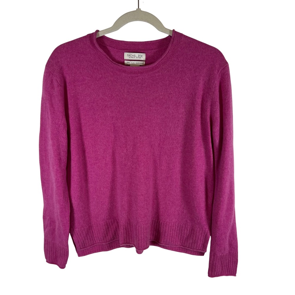 Rachel Zoe Magenta Pink 100% 2-Ply Cashmere Crewneck Sweater Womens Large L